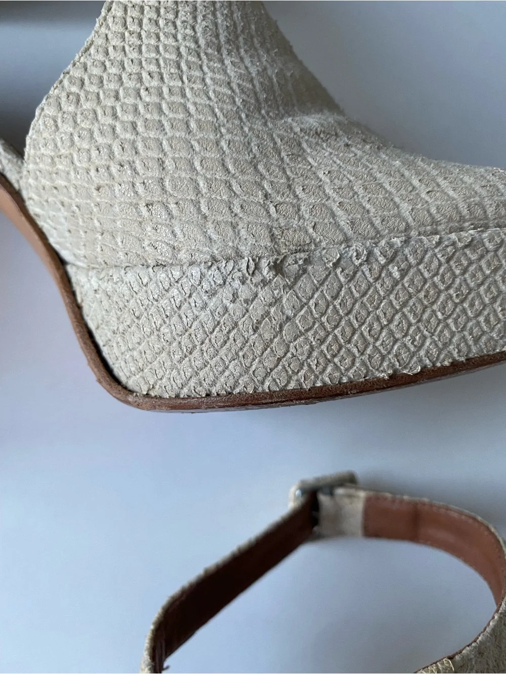 Barney’s New York vintage cream embossed leather platform sandals